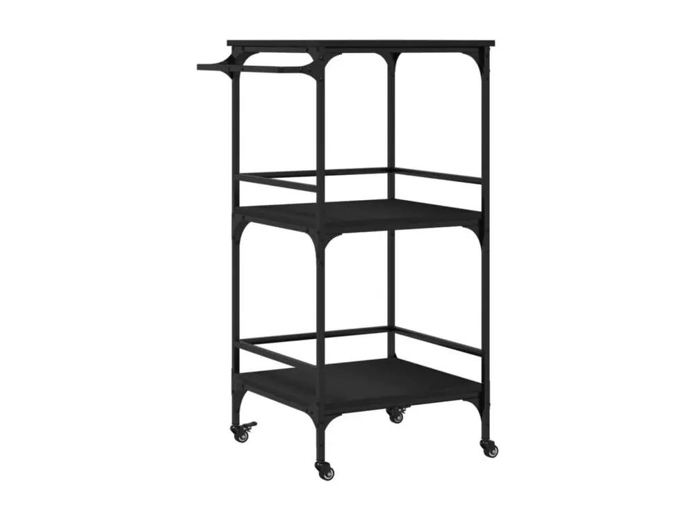 Chariot de cuisine noir 60,5x50x105 bois d'ingénierie