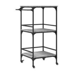 Chariot de cuisine sonoma gris 60,5x50x105 bois d'ingénierie
