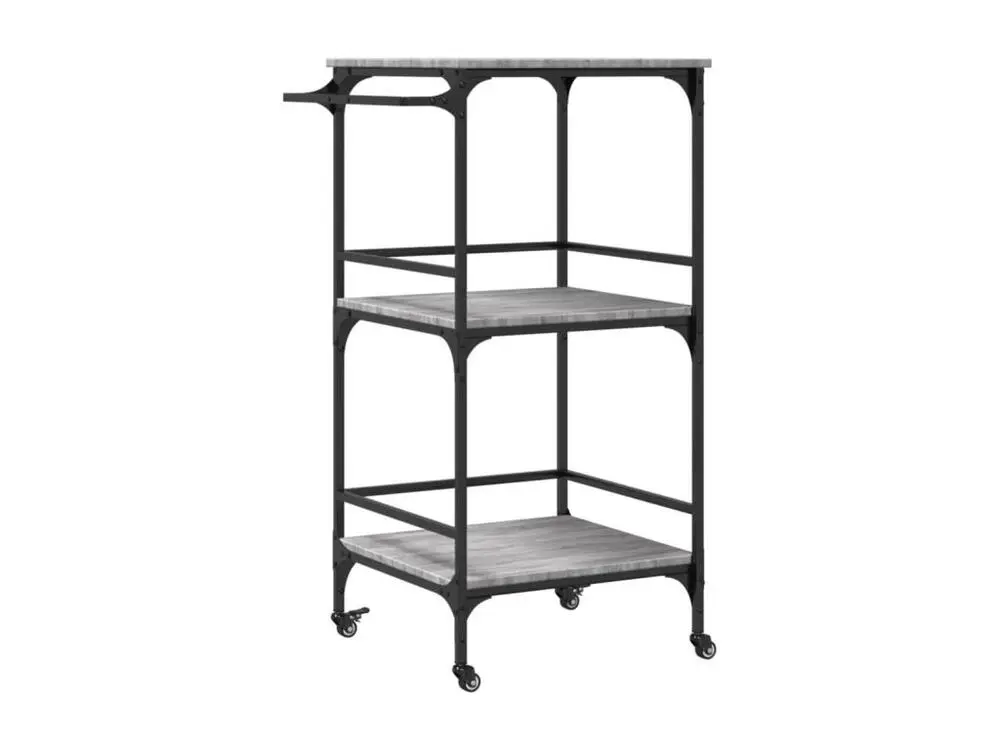 Chariot de cuisine sonoma gris 60,5x50x105 bois d'ingénierie