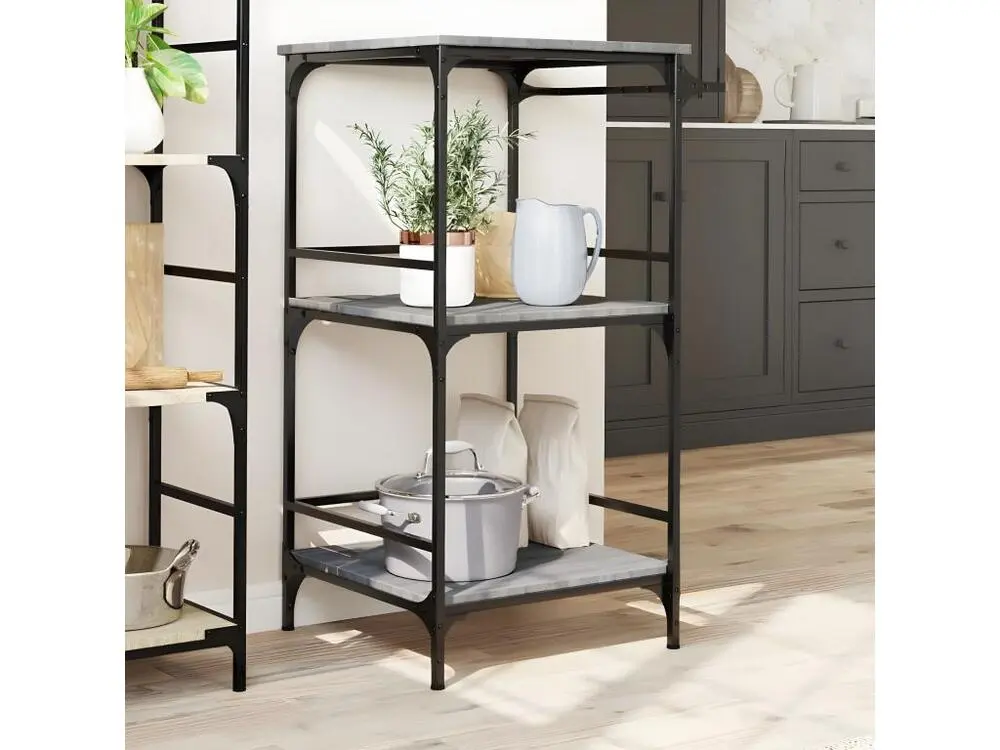 Chariot de cuisine sonoma gris 60,5x50x105 bois d'ingénierie