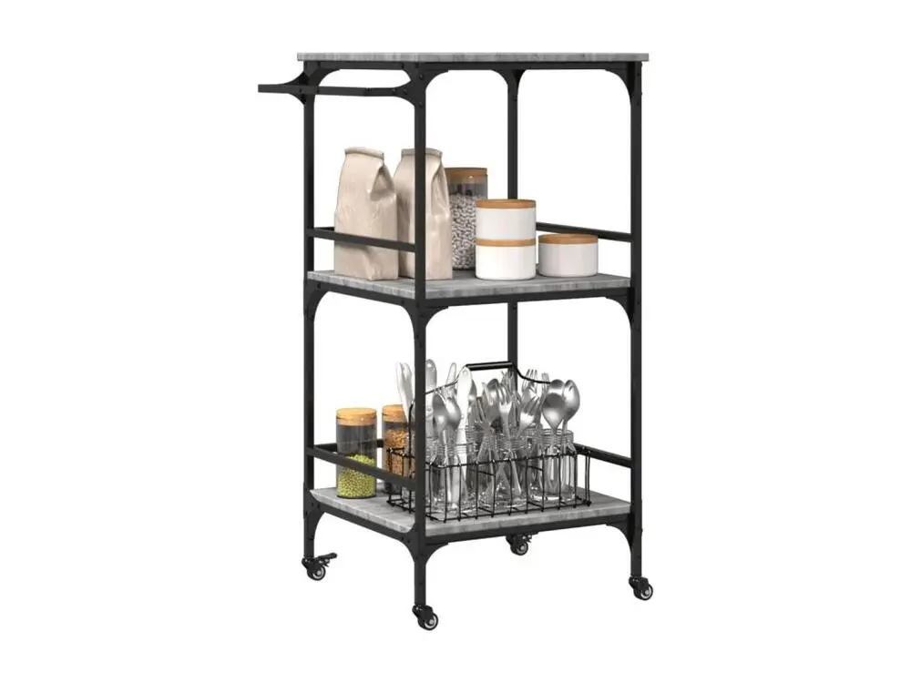 Chariot de cuisine sonoma gris 60,5x50x105 bois d'ingénierie