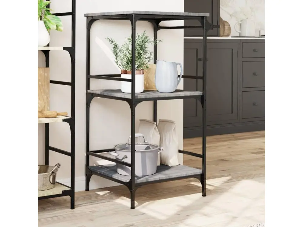 Chariot de cuisine sonoma gris 60,5x50x105 cm bois d'ingénierie