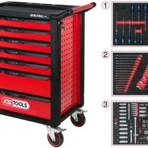 Chariot d'atelier KS Tools RACINGline NOIR/ROUGE avec 7 tiroirs et 215 outils sélect 826.7215 acheter à bas prix