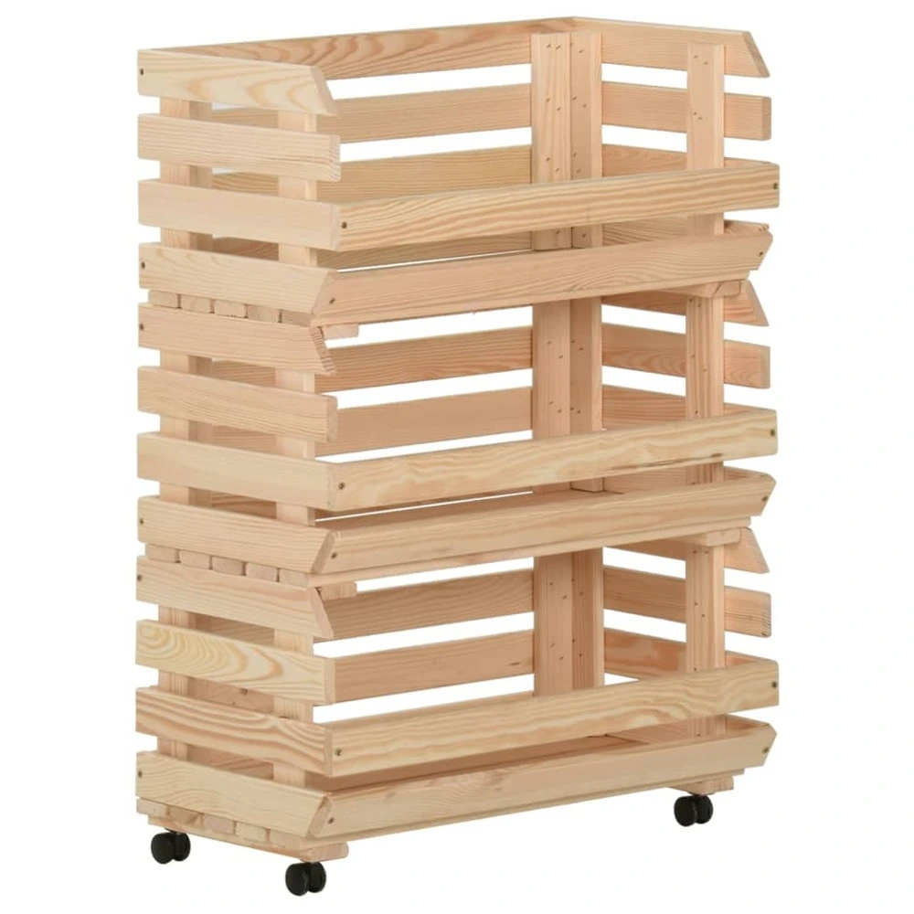 Chariot à légumes 57x30x80 cm bois de pin stable