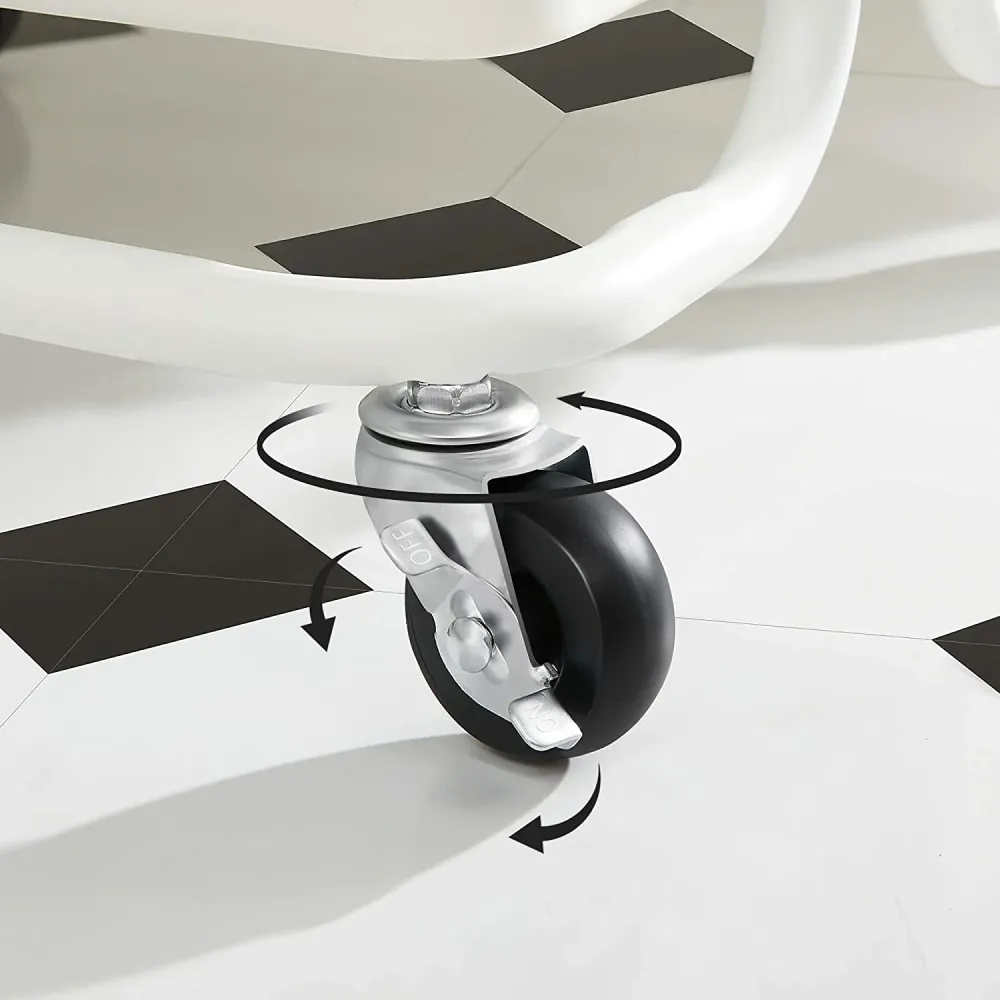 Chariot mobile à 3 niveaux desserte sur roulettes étagère de rangement avec poignée 2 pots 2 freins paniers en plastique m...