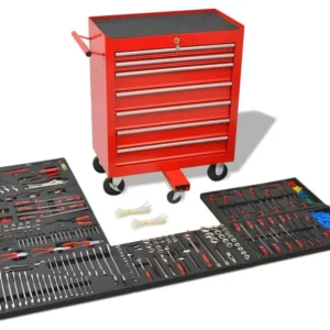 Chariot à outils pour atelier avec 1 125 outils acier Rouge 02_0003235