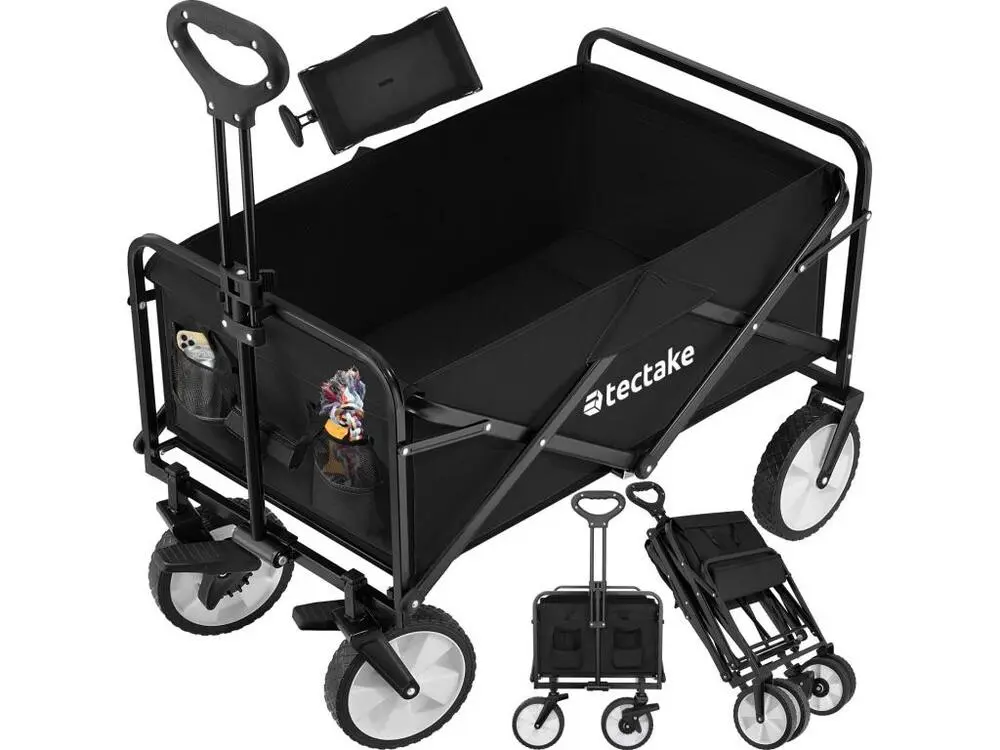 Chariot pliable capacité de charge 80kg avec freins et roues en plastique