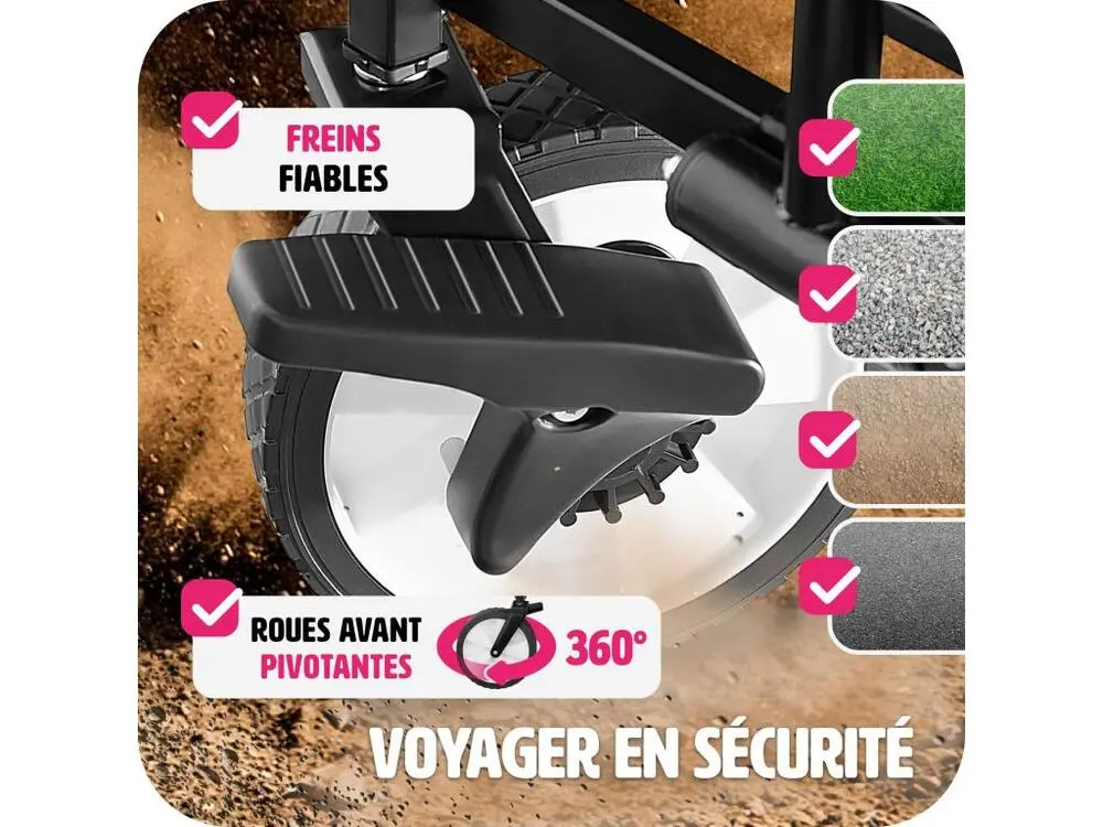 Chariot pliable capacité de charge 80kg avec freins et roues en plastique