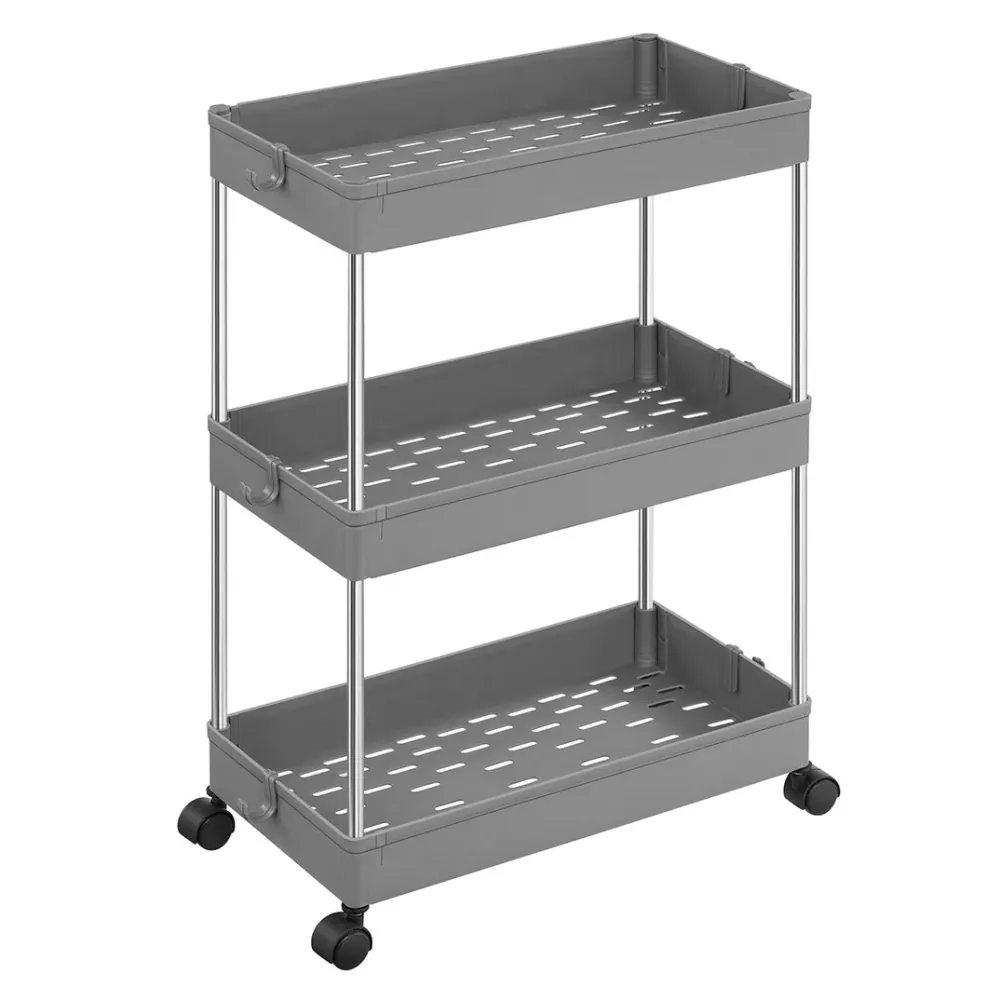 Chariot de rangement sur roulettes étagère mobile 3 niveaux gain de place pour salle de bain cuisine bureau 40 x 22 x 60 c...