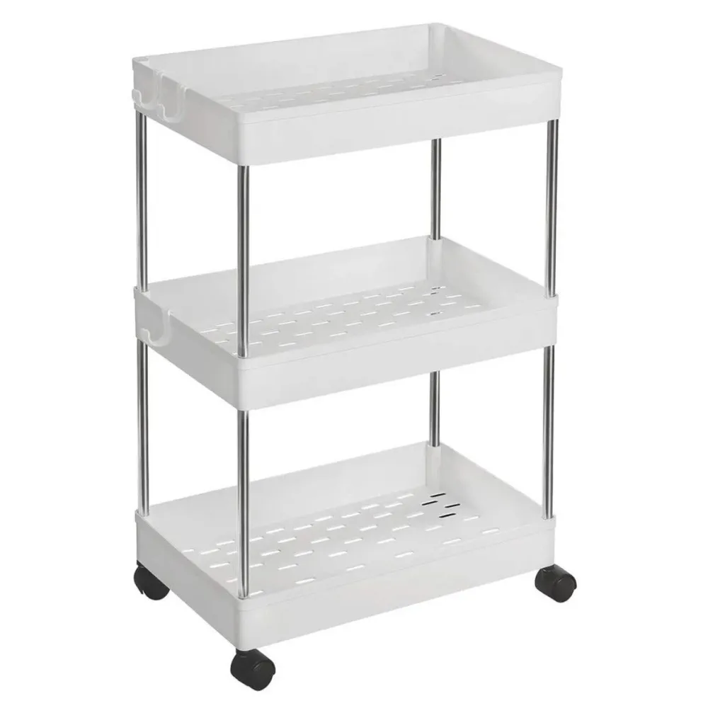 Chariot de rangement sur roulettes étagère mobile 3 niveaux gain de place pour salle de bain cuisine bureau 40 x 22 x 60 c...