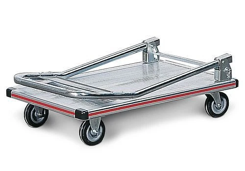 Chariot de transport DENIOS NP 15 plate-forme en aluminium antidérapante + poignée de poussée tubulaire pliable 164-407 pr...