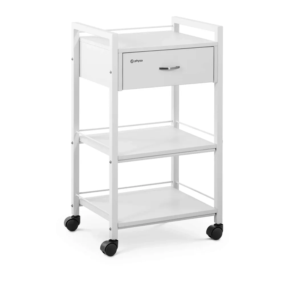 Charriot de coiffure - 1 tiroir - 3 tablettes - 47,5 x 40 x 85,5 cm blanc 14_0007862