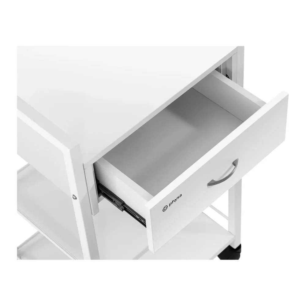 Charriot de coiffure - 1 tiroir - 3 tablettes - 47,5 x 40 x 85,5 cm blanc 14_0007862