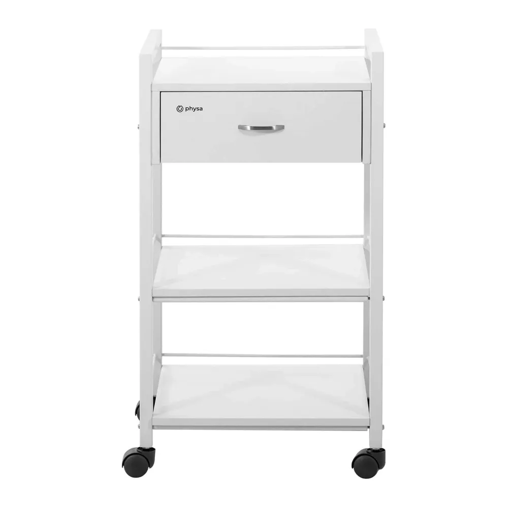 Charriot de coiffure - 1 tiroir - 3 tablettes - 47,5 x 40 x 85,5 cm blanc 14_0007862