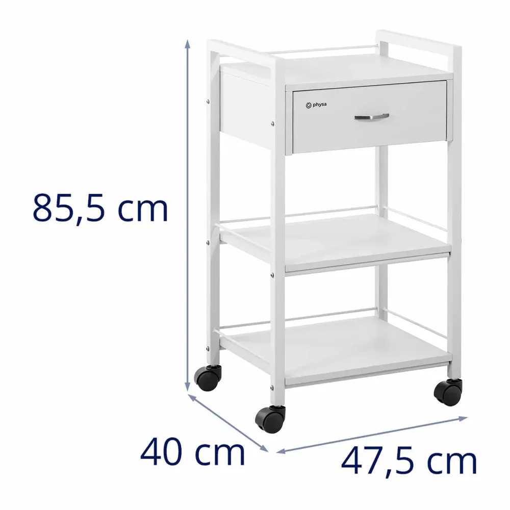 Charriot de coiffure - 1 tiroir - 3 tablettes - 47,5 x 40 x 85,5 cm blanc 14_0007862