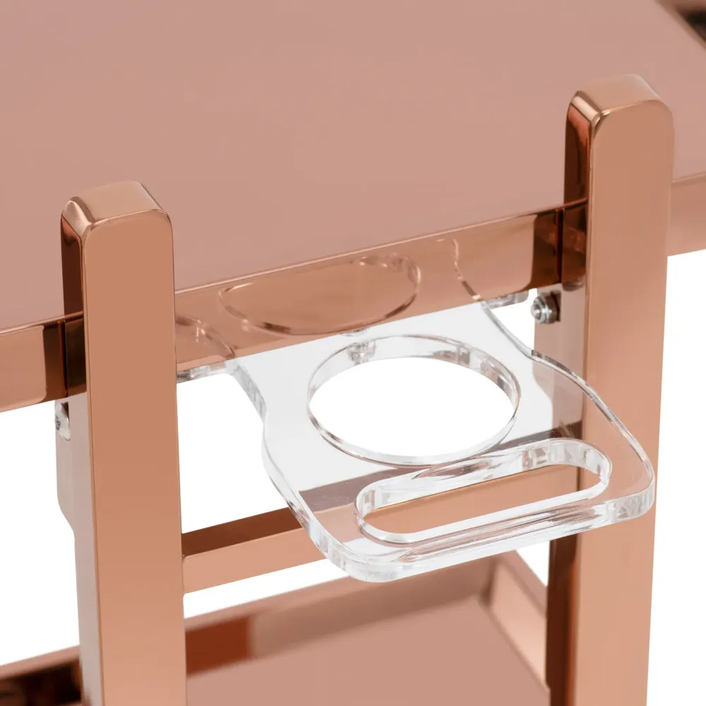 Charriot d'esthétique 2 tablettes rabattables jusqu'à 10 kg acier inoxydable rose doré 14_0008639