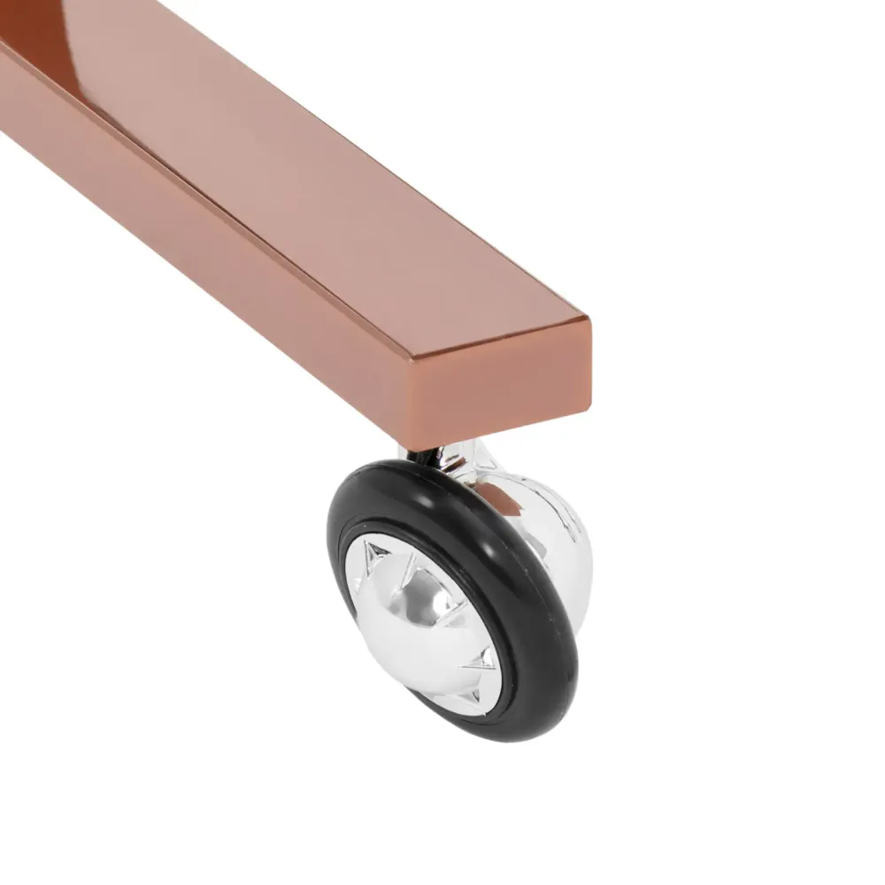 Charriot d'esthétique 2 tablettes rabattables jusqu'à 10 kg acier inoxydable rose doré 14_0008639