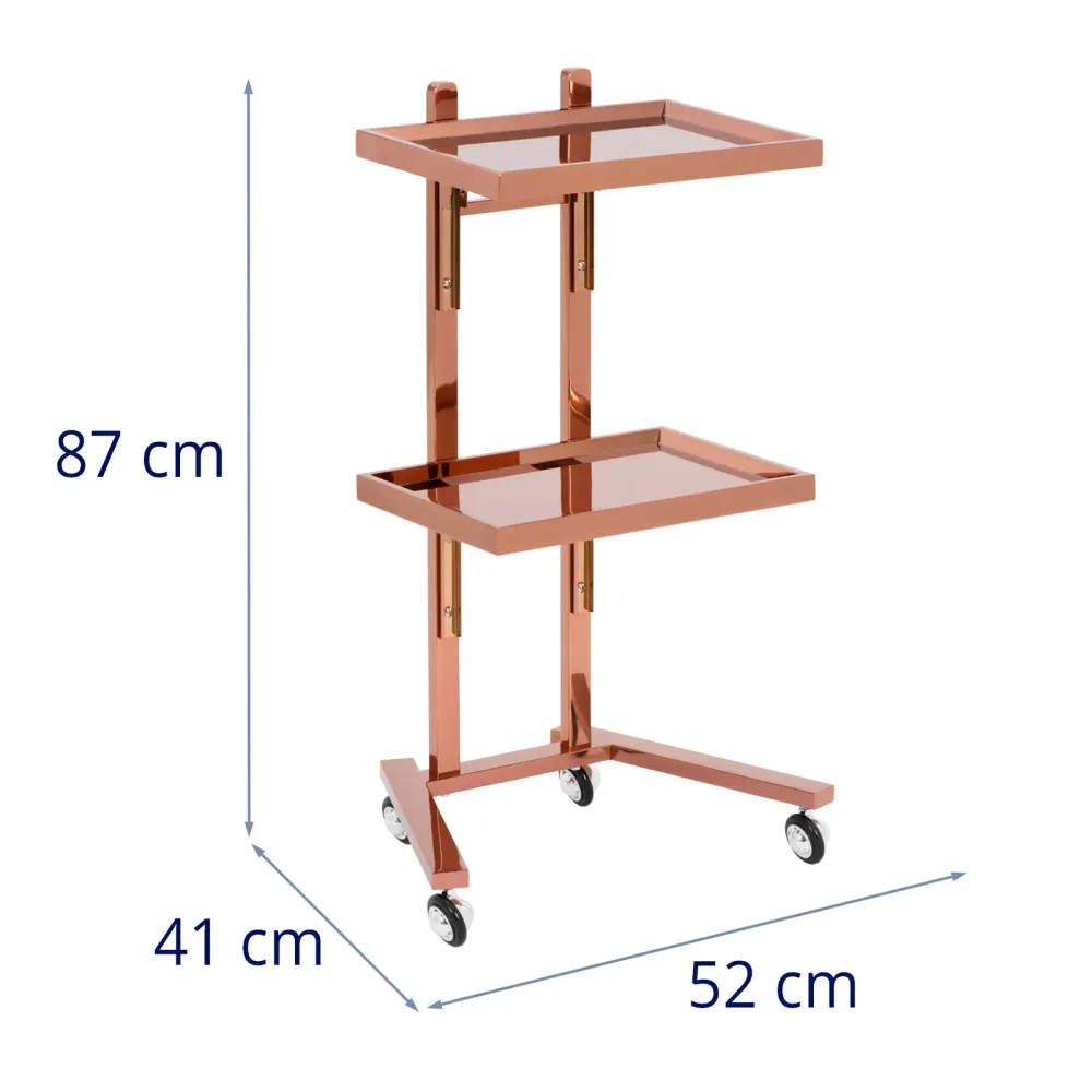 Charriot d'esthétique 2 tablettes rabattables jusqu'à 10 kg acier inoxydable rose doré 14_0008639