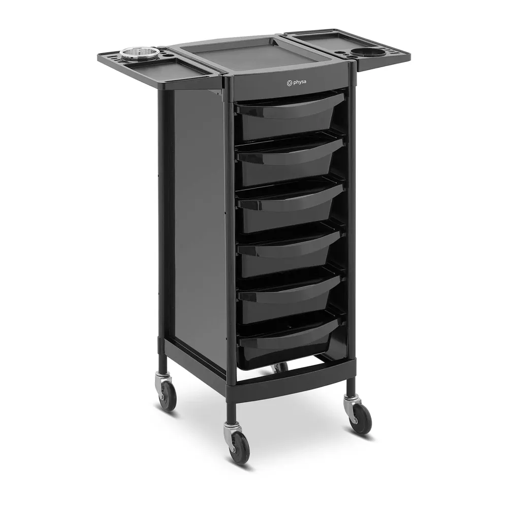 Charriot pour salon de coiffure - 10 kg - 6 tiroirs avec 3 parois de séparation support pour sèche-cheveu plateau de 420 x...