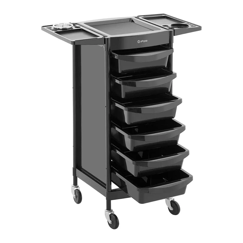 Charriot pour salon de coiffure - 10 kg - 6 tiroirs avec 3 parois de séparation support pour sèche-cheveu plateau de 420 x...
