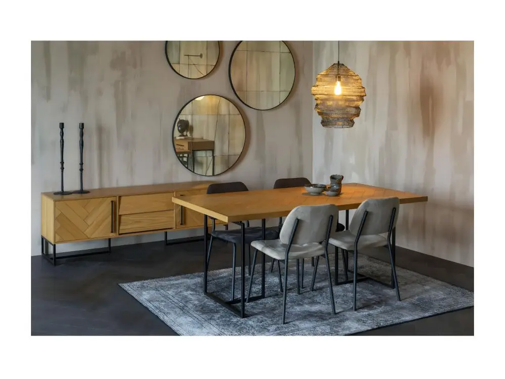 CLASS - Table de repas en bois net et acier noir L180