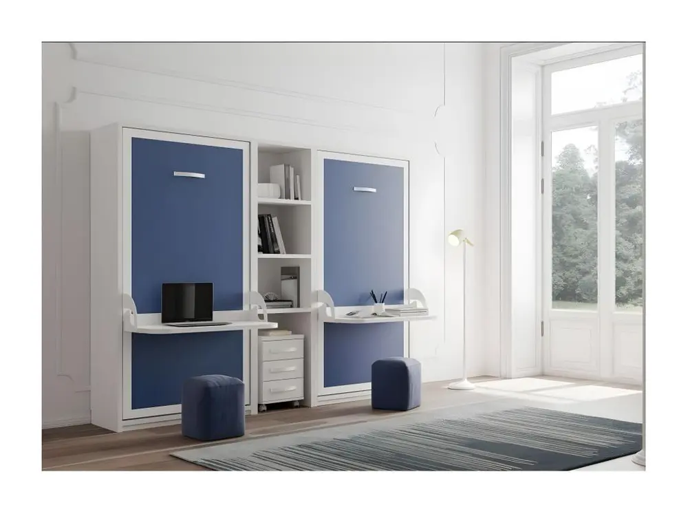 Crayons de couleur ergonomiques Lit escamotable verticale 90x200 avec bureau Studante-Façade Carbone