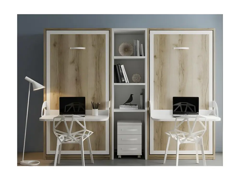 Crayons de couleur ergonomiques Lit escamotable verticale 90x200 avec bureau Studante-Façade Carbone