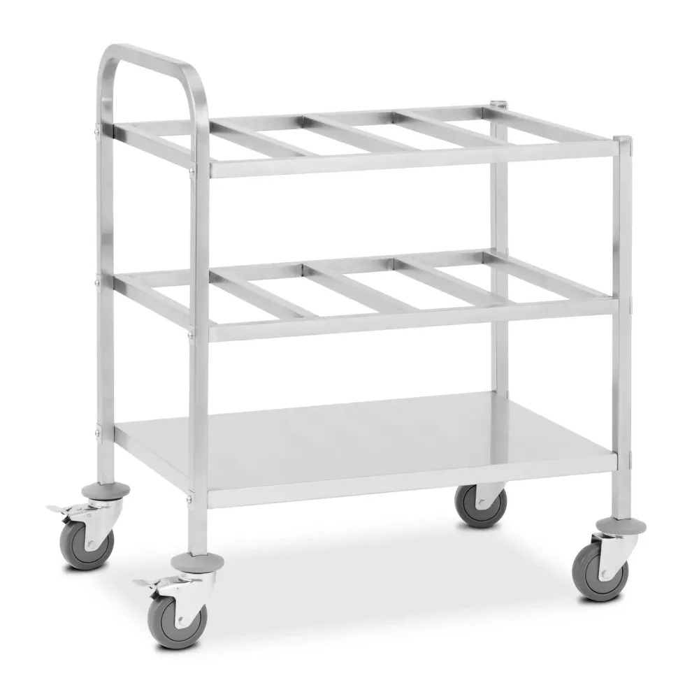 Desserte chariot cuisine à roulettes inox pour 24 x GN 1/6 450 kg acier inoxydable argenté 14_0008830