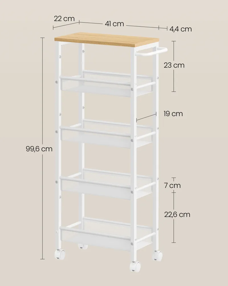 Desserte chariot de service étagère de rangement mobile fine roulettes pivotantes à 360° cadre en métal pour cuisine salon...