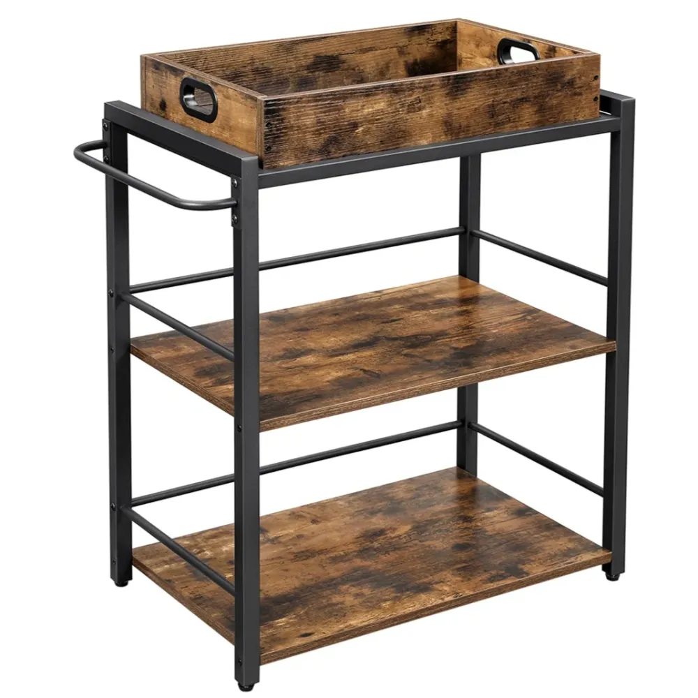 Desserte de style industriel chariot de cuisineavec plateau amovible avec pieds réglables et roulettes étagère de cuisine...