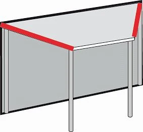 Elément intermédiaire de table Kerkmann avec 2 côtés inclinés du plan de travail Atlantis L 1350 x P 825 x H 750 mm blanc...