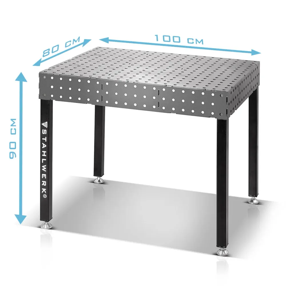 Ensemble de table de soudage 3D Steelworks, table d'assemblage avec système de trous D16 et plan de travail de 6 mm comme...