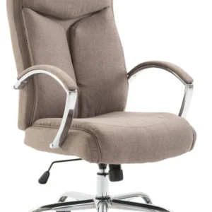 Fauteuil de bureau XL mécanisme d'inclinaison pivotant en tissu taupe et métal chromé 10_0002711