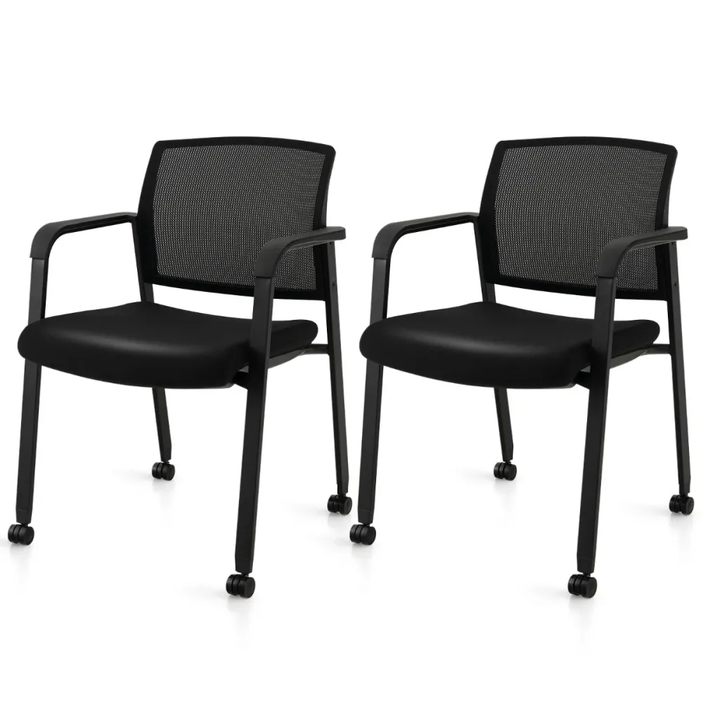 Lot de 2 chaises de salles de réunion chaises de bureau empilables en maille réception pour bureau salle d'attente école n...