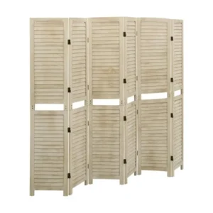 Premium Cloison de séparation 6 panneaux 210x165 cm Bois de Paulownia