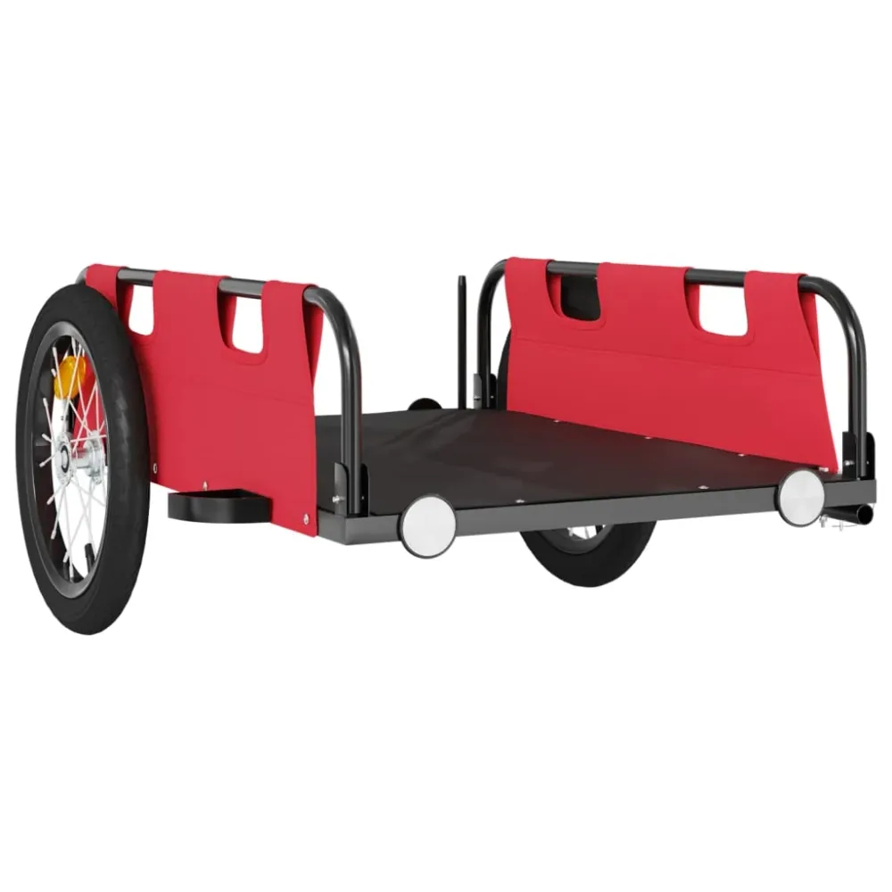 Remorque chariot transport de vélo tissu oxford fer rouge 02_0044385