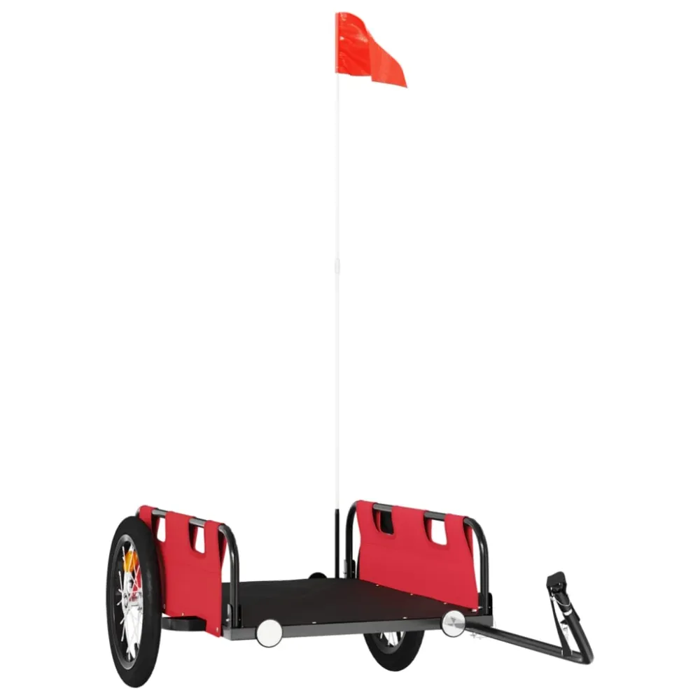 Remorque chariot transport de vélo tissu oxford fer rouge 02_0044385