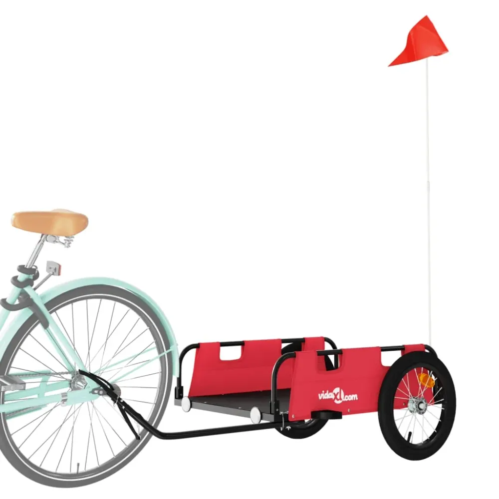 Remorque chariot transport de vélo tissu oxford fer rouge 02_0044385