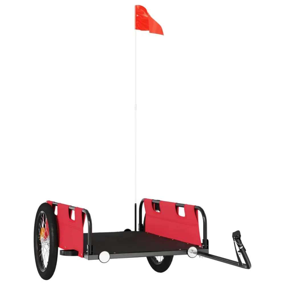 Remorque chariot transport de vélo tissu oxford fer rouge 02_0044387