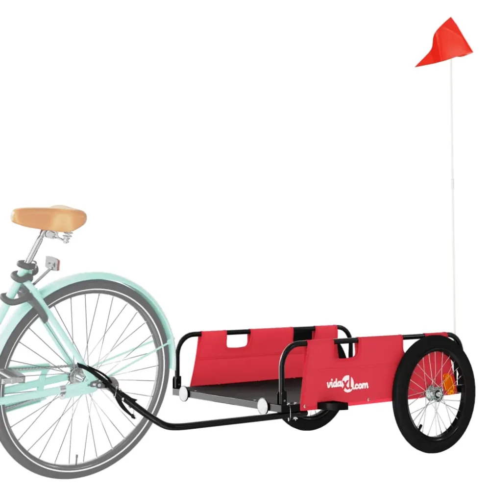 Remorque chariot transport de vélo tissu oxford fer rouge 02_0044387