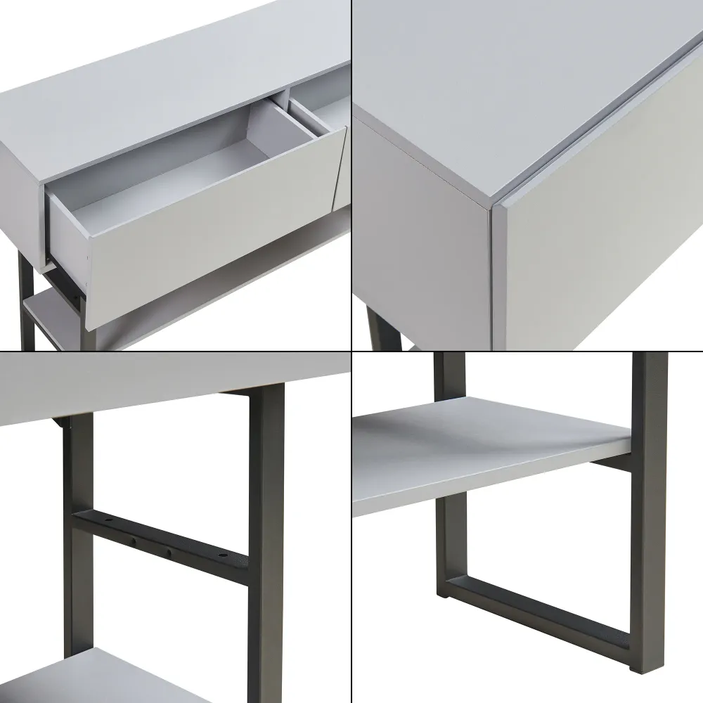 Table console 75 x 120 x 30 cm panneau de particules gris manifeste 03_0010888