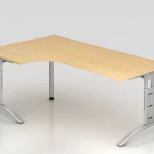 Table d'angle Hammerbacher pied C 200x120cm 90° érable forme d'angle 90° chemin de câbles horizontal mon...