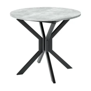 Table Edmond 111, Marbre gris|Noir, 77cm, Allongement, Stratifié, Métal