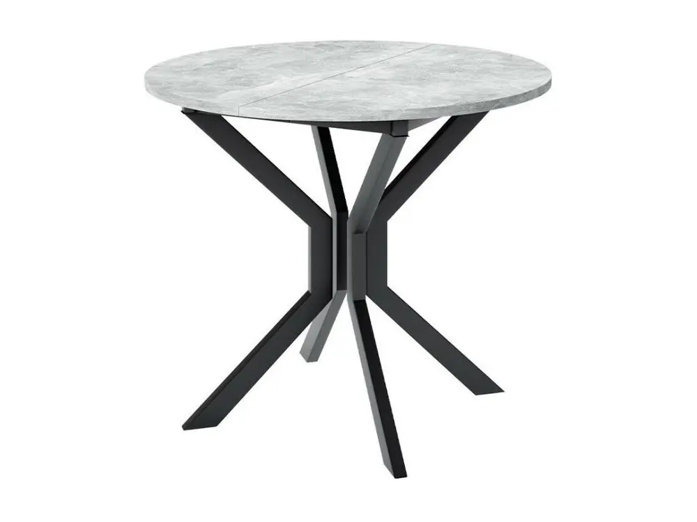 Table Edmond 111, Marbre gris|Noir, 77cm, Allongement, Stratifié, Métal