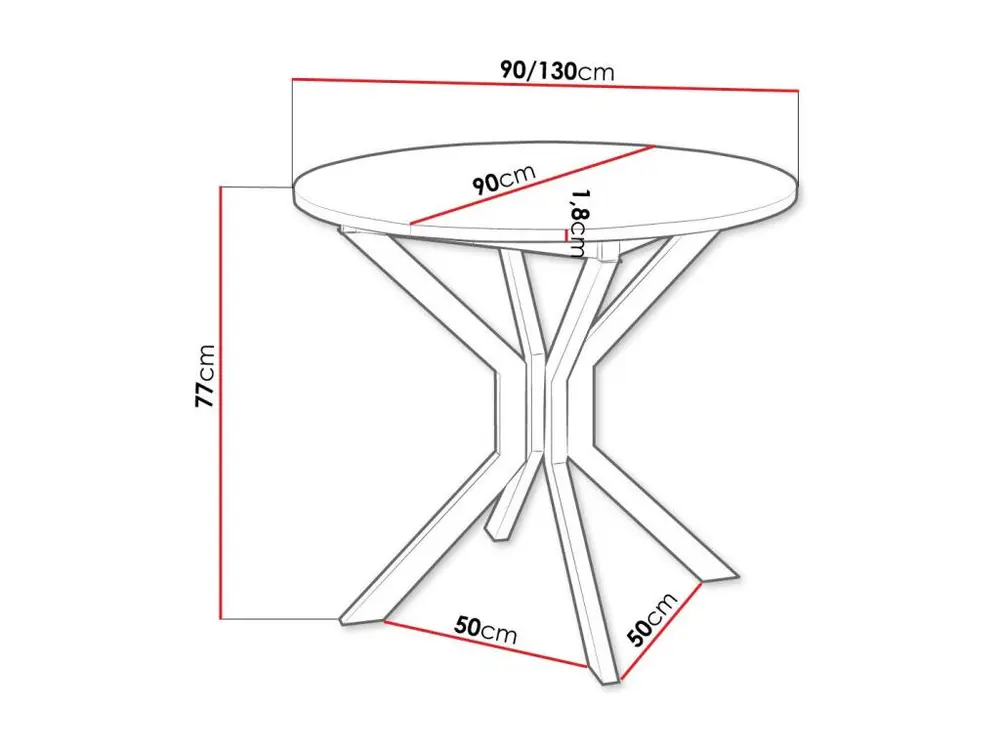 Table Edmond 111, Marbre gris|Noir, 77cm, Allongement, Stratifié, Métal
