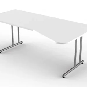 Table de forme libre Kerkmann avec pied en C Start Up L 1950 mm x P 800/1000 mm x H 750 mm couleur : blanc 11434410 obteni...