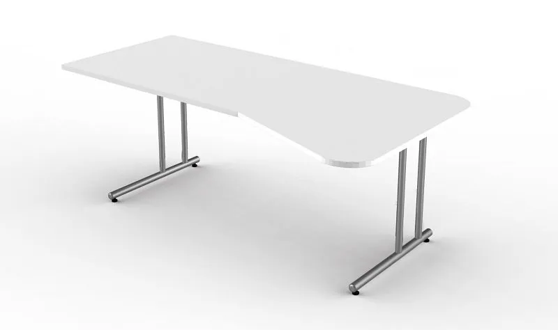 Table de forme libre Kerkmann avec pied en C Start Up L 1950 mm x P 800/1000 mm x H 750 mm couleur : blanc 11434410 obteni...