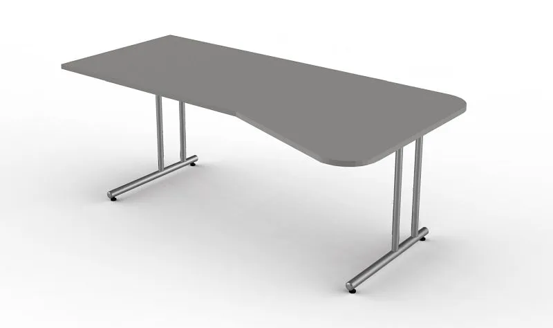 Table de forme libre Kerkmann avec pied en C Start Up L 1950 mm x P 800/1000 mm x H 750 mm couleur : graphite 11434912 mag...
