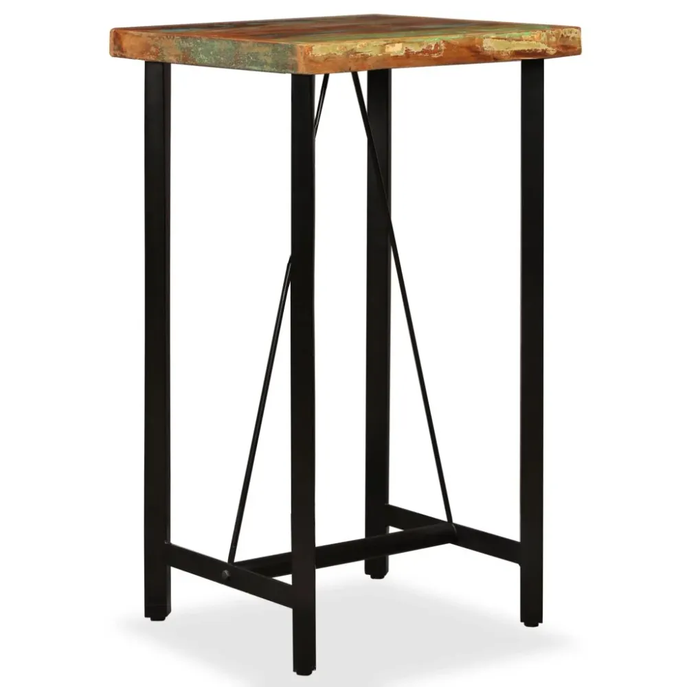 Table haute mange debout bar bistrot bois de récupération massif 107 cm 0902073