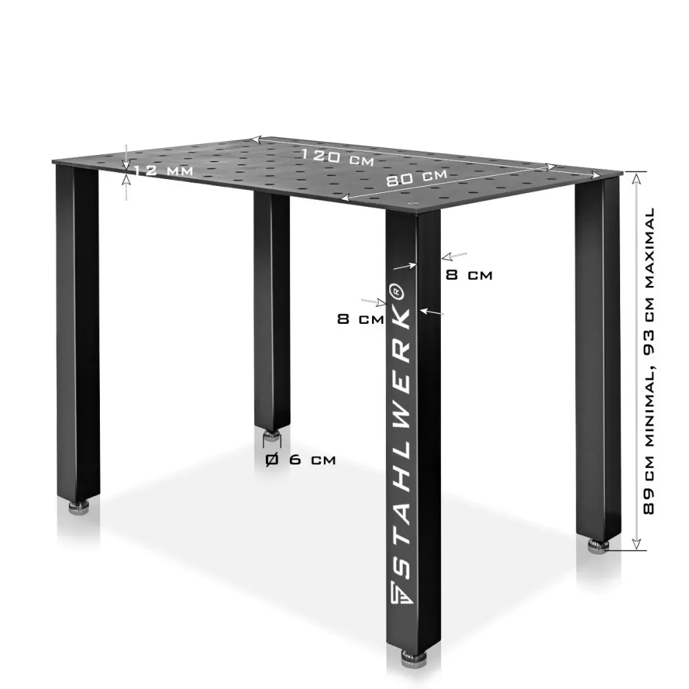 Table de soudage en acier Table de montage Table du bricolage avec un plan de travail massif de 12 mm d'acier S355 à charg...